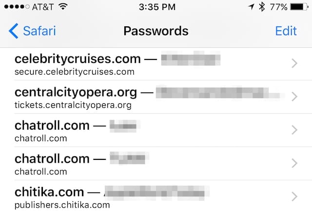 Safari passwords in iCloud keychain