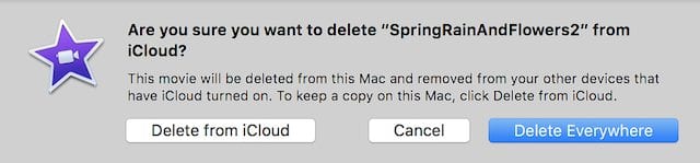 Deleting movies from your iMovie Theater