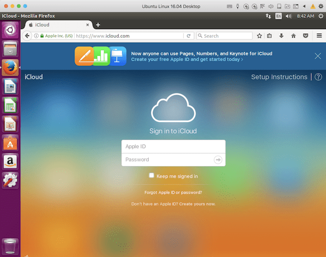 iCloud.com as seen in Firefox on a Linux machine