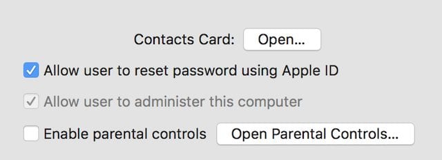 Check the box allowing a user to reset password using Apple ID