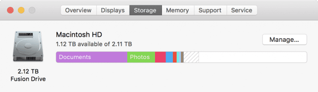 Checking storage usage in macOS Sierra