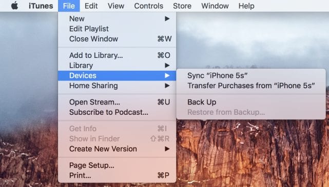 How to start a backup from iTunes on macOS