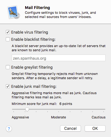 Setting up virus and spam filtering