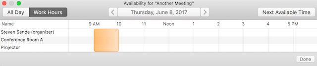Checking availability of attendees, locations, and resources