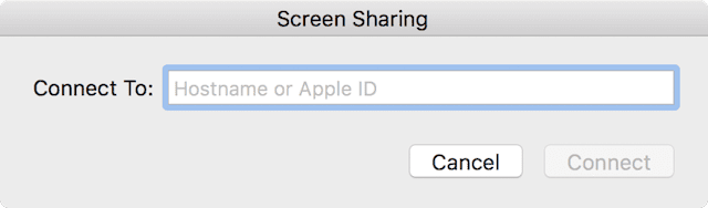 The minimalist Screen Sharing dialog