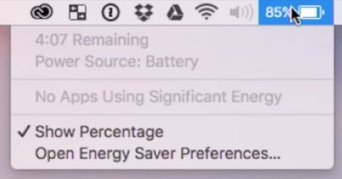 Like magic, the hours remaining figure reappears under the battery menu item.