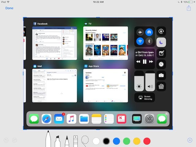 An iOS 11 screenshot showing markup and cropping tools