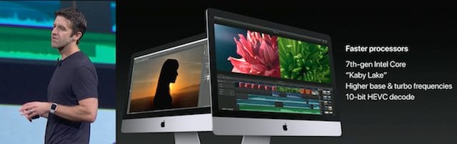 The upgraded iMacs are introduced at the keynote