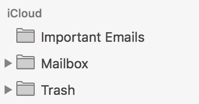 There's our new Mailbox at the top of the iCloud list
