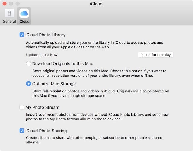 Enabling iCloud Photo Library