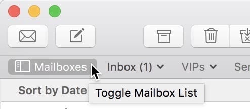 Toggling the Mailbox List so it is viewable