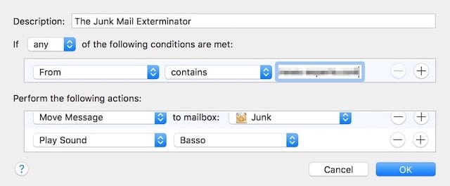 The Junk Mail Exterminator rule