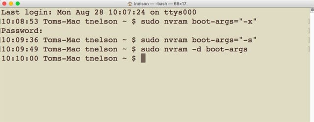 Terminal Boot Arguments