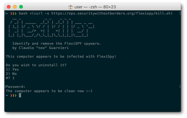 Flexikiller in operation on a Mac