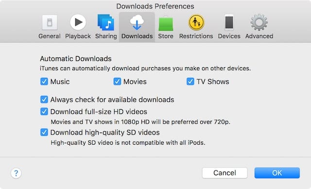 Setting up automatic downloads in iTunes ensures that new media purchases made on other devices are downloaded automatically