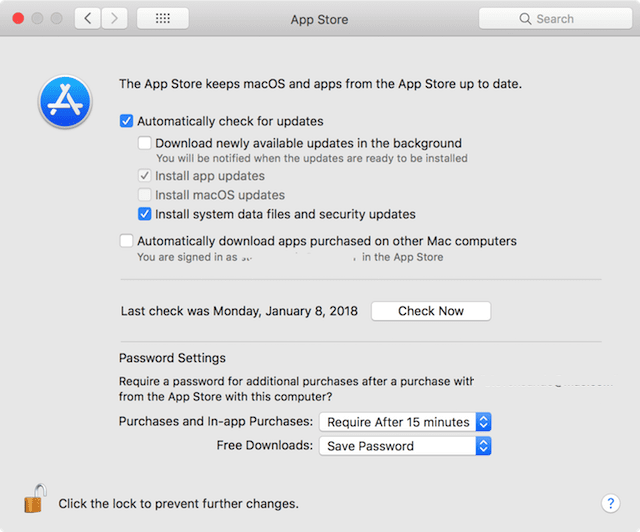 The App Store Pane in System Preferences