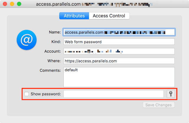 Check the "Show password" box and enter the administrator password to view the saved password