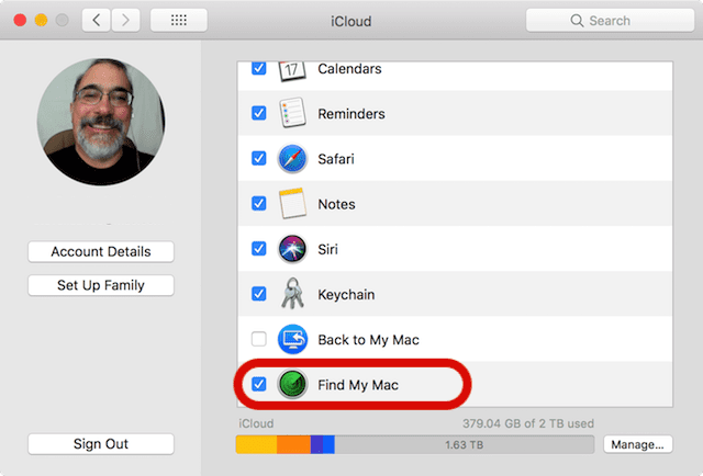 Be sure to uncheck the Find My Mac check box