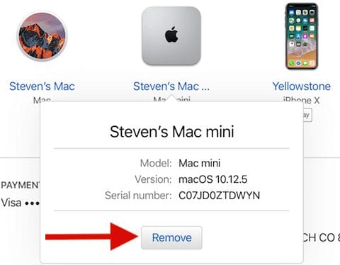 Removing a Mac from an Apple ID account