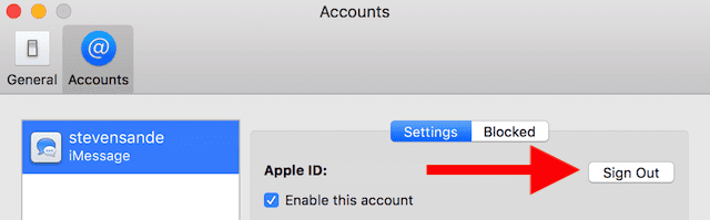 Signing out of Messages on a Mac
