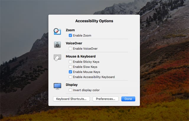 How to Re-Enable the Invert Display Keyboard Shortcut in Mac OS X