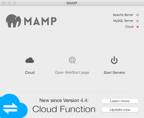 The MAMP startup interface