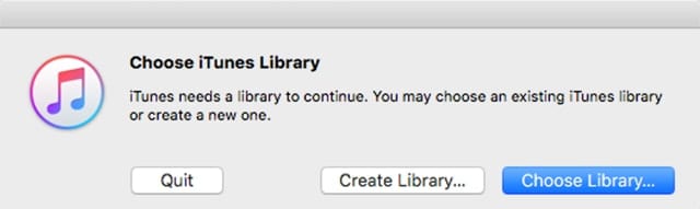 choose itunes library window