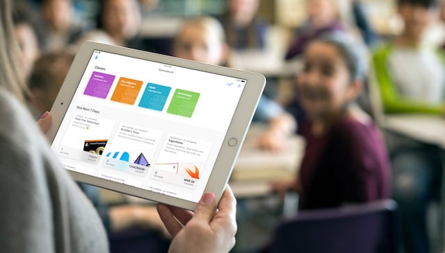 The new Schoolwork app running on an iPad