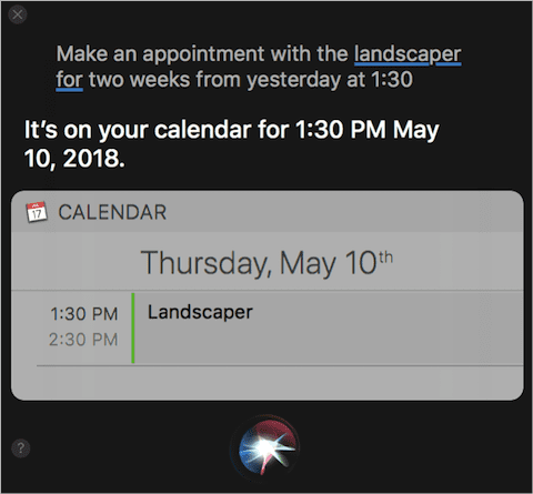 Siri Calendar queries can be quite complex
