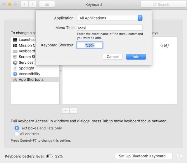 Creating a keyboard shortcut to zoom into / out of a window