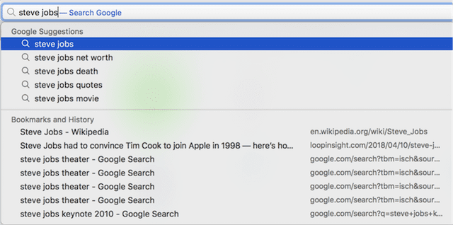 Google suggestions and history searches still appear with Safari Suggestions disabled
