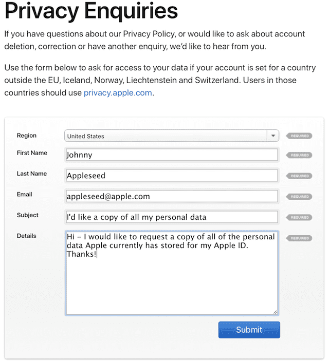 Complete and submit this form to receive your personal data