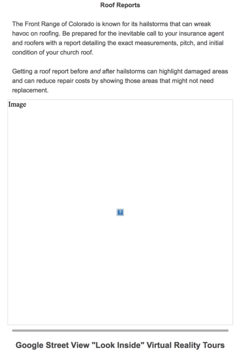 A broken image link in an HTML email