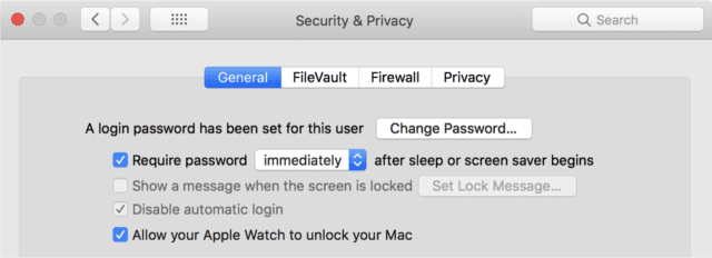 Click the checkbox next to "Require password" and select "immediately" or "5 seconds" as the time interval