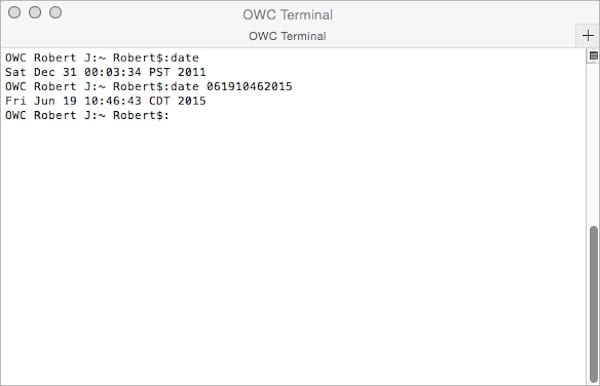 Screenshot showing the terminal command to change the date on a mac