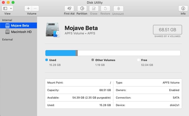 The default view, Show Only Volumes, will display only properly formatted devices and can prevent unformatted disks from appearing in Disk Utility’s sidebar.