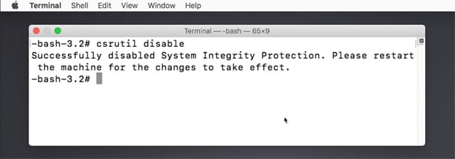 The csrutil command is used to enable or disable SIP