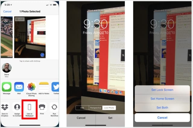 Tap "Use as Wallpaper", select "Live Photo", and then set as Lock Screen