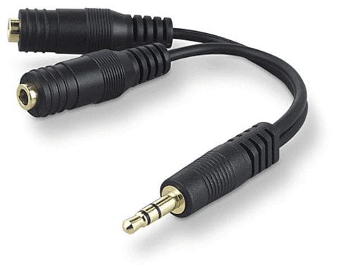 A "Y-splitter" for sharing a headphone jack with another person