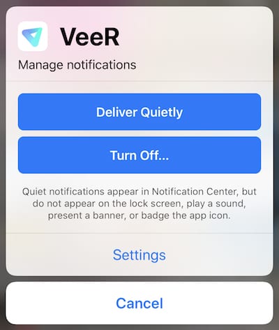 (The notification Instant Tuning dialog in iOS 12)