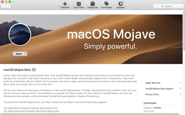 macos mojave app store download