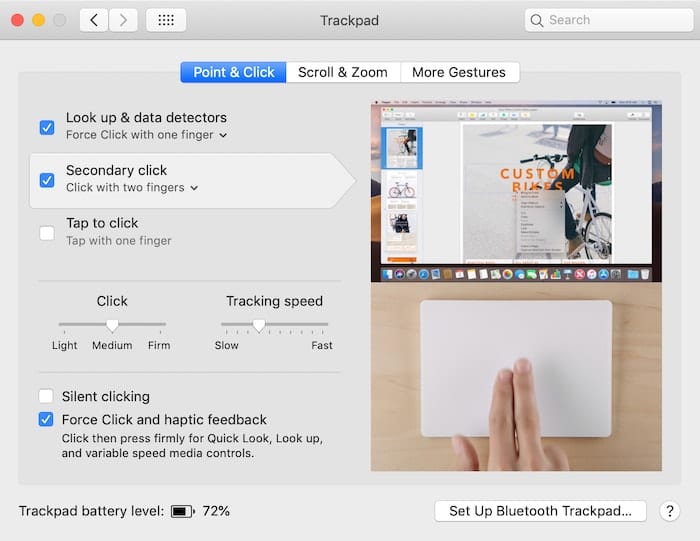 Trackpad Point & Click Preferences