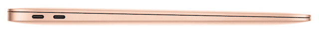 (Two Thunderbolt 3 ports on the side of a late 2018 MacBook Air)