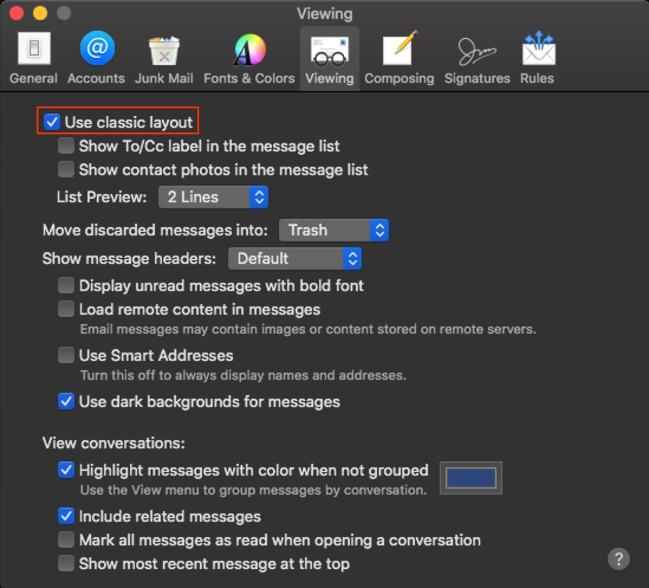 outlook for mac next and previous message arrows