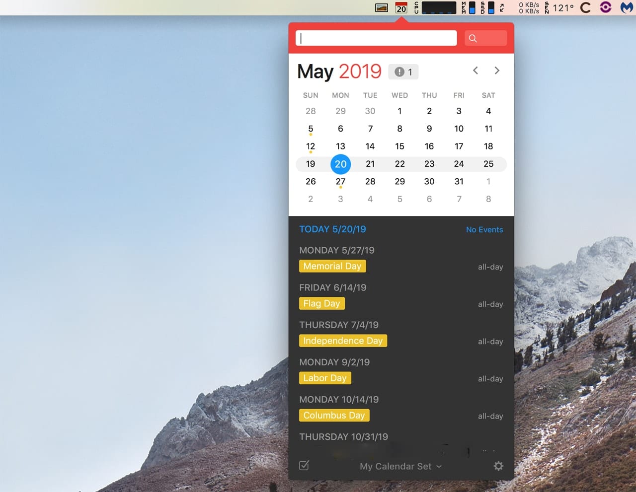 menu bar calendar mac