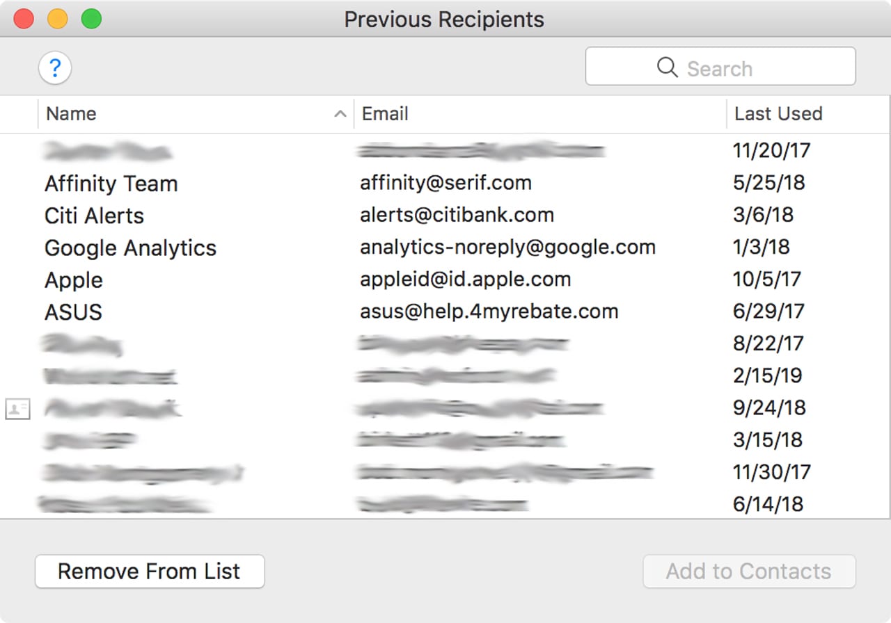 why is group email missing contacts mail for mac