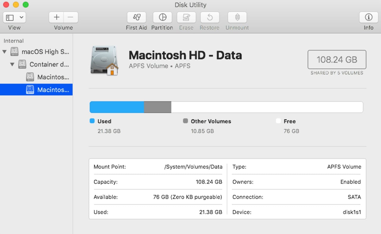 Read-only boot volume for macOS Catalina.