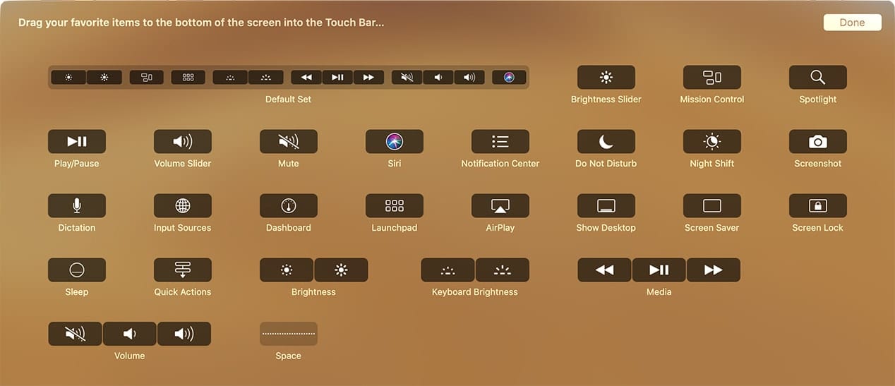 Touch Bar Controls