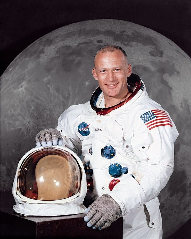 Apollo 11 Astronaut Buzz Aldrin in April of 1969. Public domain image courtesy of NASA.