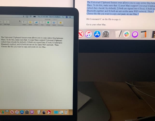 Screen shot showing universal copy between two Macs.